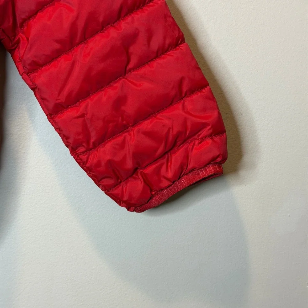 NWOT Tommy Hilfiger Red Puffer Jacket Hooded Water Resistant Kids Size XS 4-5